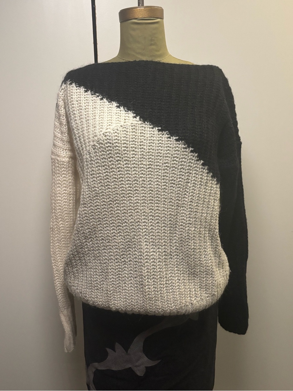 Unisex Black , White and Grey Knit Sweater